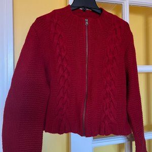 Sundance 100% Wool Women's Cardigan, Red, XL